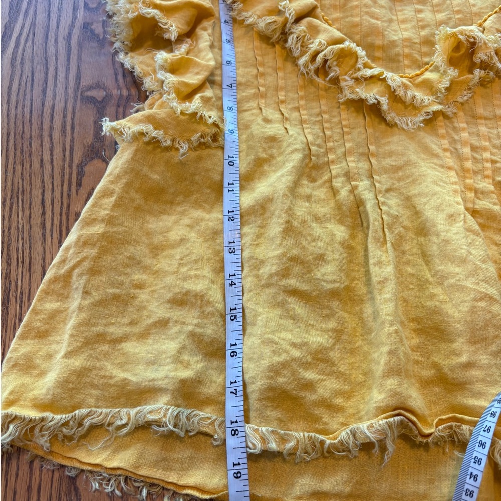 FAHERTY Yosepha Linen Fringe top in Marigold Yellow ruffled 3212 - Picture 7 of 9